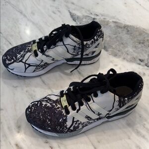 Black and White Tree Print Adidas ZX Flux Torsion Sneakers